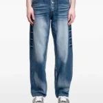 Faded effect wide legs jean