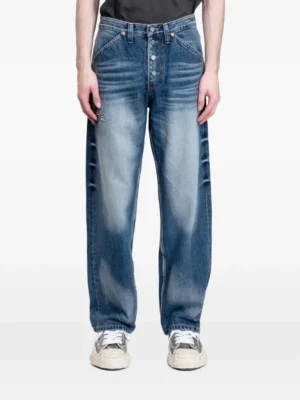 Faded effect wide legs jean