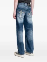 Faded effect wide legs jean back