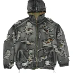 Hell Denim ripped hooded denim jacket