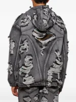 Hell Denim ripped hooded denim jacket back