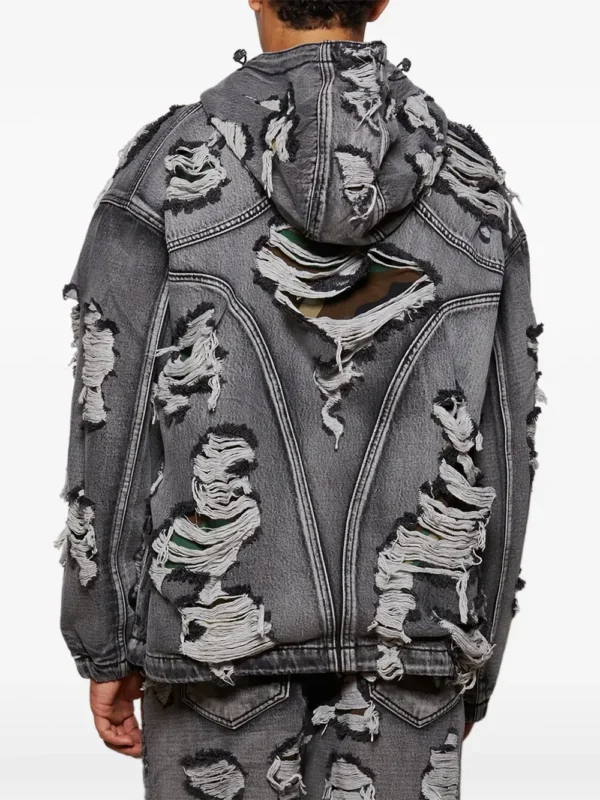 Hell Denim ripped hooded denim jacket back