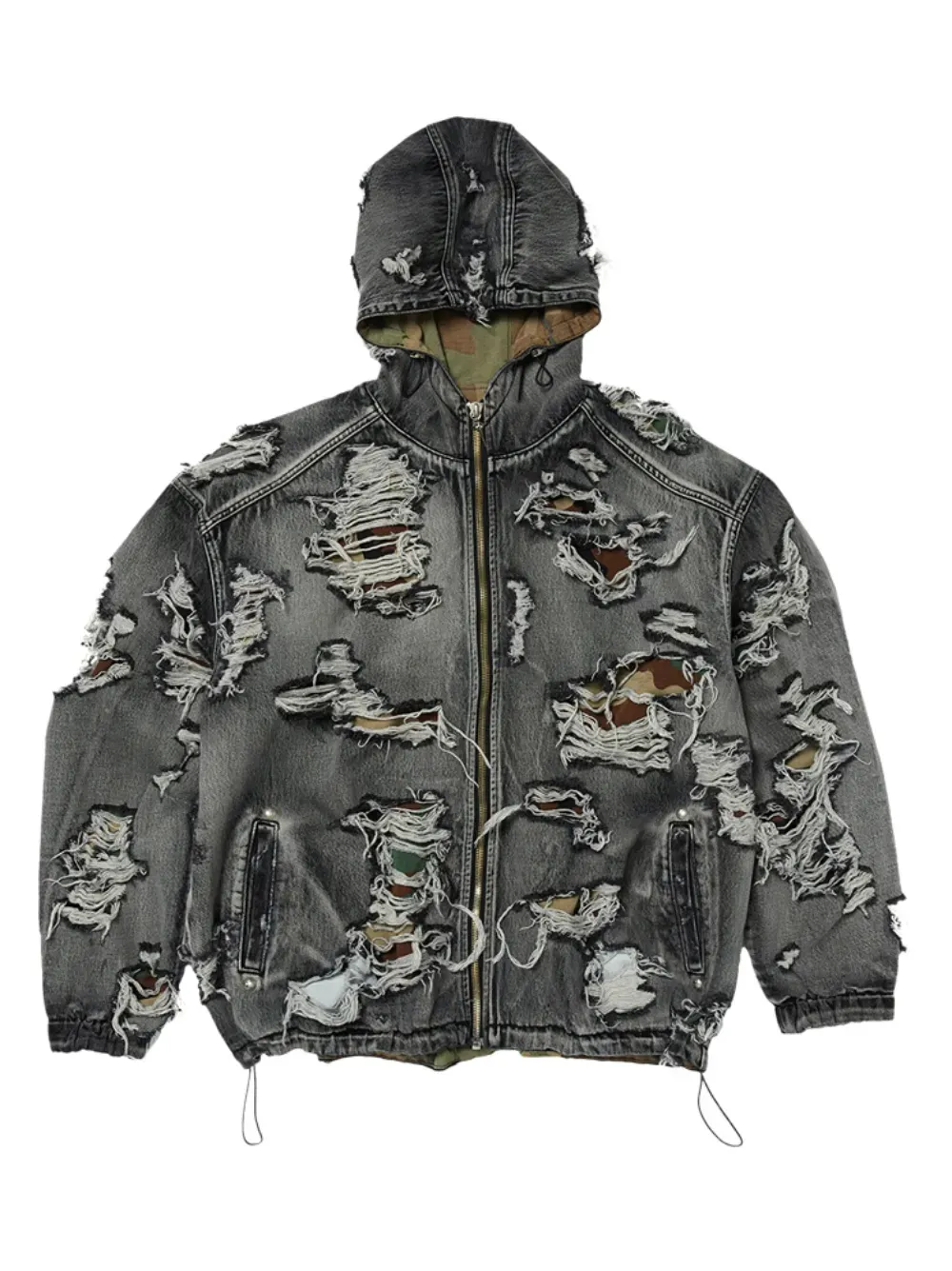 Hell Denim ripped hooded denim jacket Hell Denim ripped hooded denim jacket