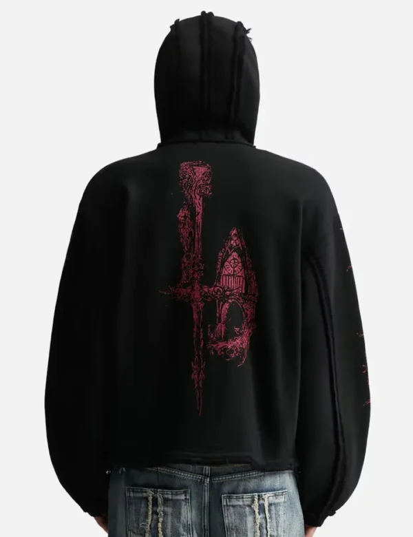 THUG CLUB Dragon Stud Zip-Up Hoodie back 2