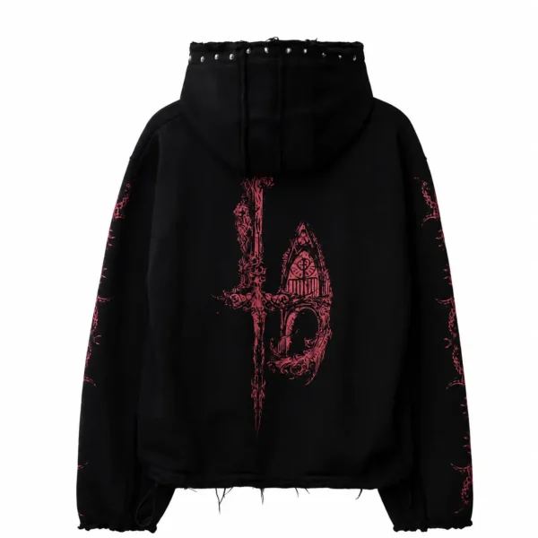 THUG CLUB Dragon Stud Zip-Up Hoodie back
