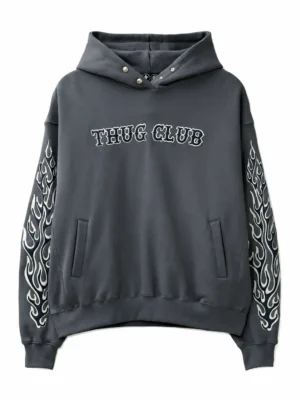 THUG CLUB Leather Flame Hoodie