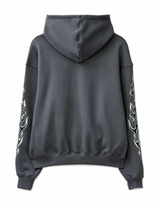 THUG CLUB Leather Flame Hoodie back