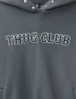 THUG CLUB Leather Flame Hoodie close up